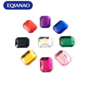 EQIANAO 50PCS 18x25mm Rectangular Acrylic Rhinestone Non-hole Flatback Crystal Stone Handmade Ror DIY Clothe Accessories