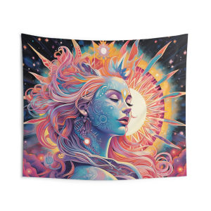 VIKAMA Psychedelic Starry Sky Goddess Tapestry Bohemian Background Cloth Zen Healing Living Room Room Decoration