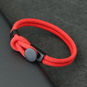 Vòng Tay Dây Dù Nylon 4mm Hai Lớp Dành Cho Nam Kiểu Dáng Mới Lạ 3 Cỡ Chỉ Đỏ Charm Dây May Mắn Quà Tặng Dành Cho Anh Ấy Phụ Kiện Thời Trang