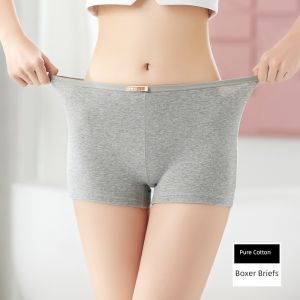 Mid-Waist Cotton Boxer for Women Anti-Exposure Young Adult Underwear Simple Style Pure Color Online Only