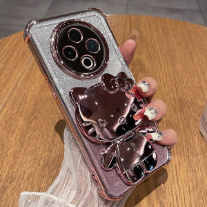 Vivo Y500 Silicone Phone Case with Lens Film Full Cover Airbag Anti-Fall Transparent Soft Female Model Stand Mirror Cute Cartoon