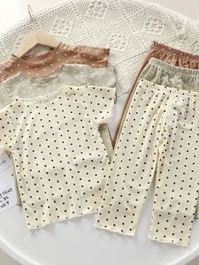 Breathable Ice Silk Short Sleeve Girls Summer 2-Piece Set