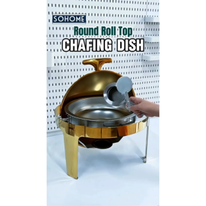 Round Chafing Dish Buffet Set Roll Top Stainless Steel Buffet Warmer Food Warmer Catering Dish