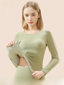 Miiow | Warm Wool Silk Thermal Slim Fit Round Neck Underwear Top For Women Cat Person Brand Fall Winter Soft Comfortable Long Sleeve