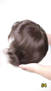 #4 Brown Toupee For Men Human Hairpiece Mono PU NPU Hairpiece Breathable Capillary Prosthesis Hair Unit Replacement System 8x10"