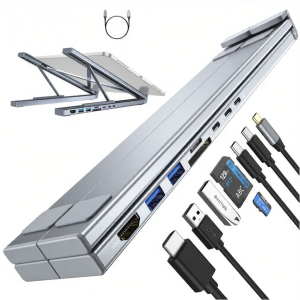 4K Dual Screen 9 in 1 USB-C Hub Notebook Folding Stand