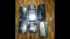 Gương chiếu hậu soi đầu xe Hyundai Daewoo foton Isuzu tai kẹp gường tròn lồi kích thước d190 đế sắt mã SL728A