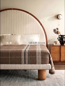 ZUOMU | Giường Đôi Gỗ Nguyên Miếng Phong Cách Pháp Cổ Điển 1.8m