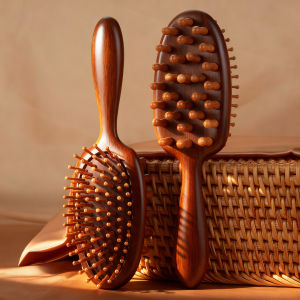 Double-Sided Air-Cushion Comb Wooden Hairbrush Back-Scalp Massage Long-Hair Brush Home Use Essential Oil Therapy Hair Care Tool