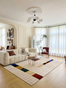 Modern Minimalist Style Creamy Carpet for Living Room And Bedroom Sofa And Coffee Table Cover Easy to Clean Machine Washable