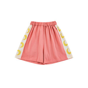 YOEHYAUL Summer Moon Heart Side Split Shorts A-Line Casual Loose Color Block Bé Gáis Pants Cotton Blend Fabric Comfortable