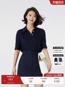 OBEG Professional Polo Collar Short Sleeve Shirt Womens Summer Commute OL Atmosphere Top Polyester Fiber Other 73.3%