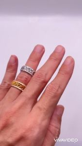 Nhẫn kim tiền titan đính đá bền màu Nhẫn nữ đẹp kiểu dáng kim tiền chất liệu bằng titan mã 42 trangsucmoiluatuoi.RIN