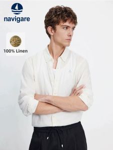 Navigare | Linen Loose Fit Long Sleeve Shirt White