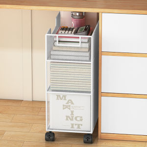 under-Table Shelf Trolley Floor Movable Snack Bookshelf Bedroom Desk Multi-Layer Desktop Storage Shelves