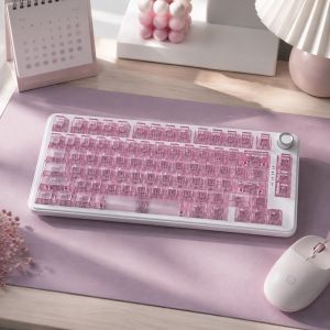 New 130+ Keys Clear Keys Red Transparent Keycaps Cherry Profile Crystal Ceramic Custom Keycaps Set For MX Mechanical Keyboard
