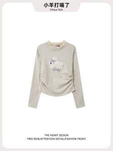 เสื้อยืดแขนยาวปักลายลูกไม้ ทรงเข้ารูป สำหรับผู้หญิง ฤดูใบไม้ร่วง 2025 แฟชั่นใหม่ แขนยาว ปักลาย แขนยาว แขนยาว แขนยาว