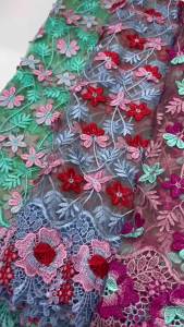 Swiss Voile Lace Fabric 3D Flower Applique with Stones Super Quality African Wedding Dress Material for Women 2026