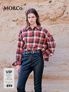 MO&Co. | Tartan Fringe Cotton Shirt