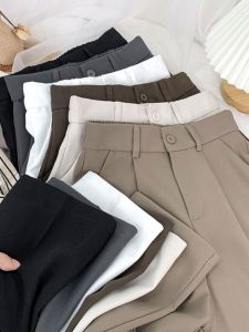 High Waist Nine-Tenths Suit Pants Womens Casual Straight Leg Harlan Long Pants Spring Autumn New Style Slimming Smoke Tube