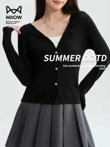 miiow | MiiOW Summer 2025 Womens Lycell Tencel Ice Silk Knitted Open Cardigan Sun Protection Versatile Sweet Stylish Slim Fit Outerwear