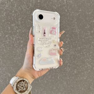 Transparent Acrylic iPhone Case with Drip Glue Sticker Four Corner Airbag Anti-Fall Creative Snowman Design Apple Air Shell