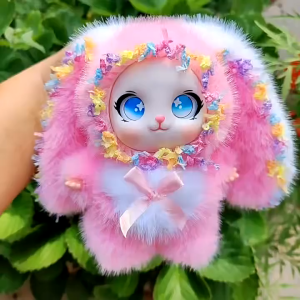 Buy 1 Take 1 Kawaii Long Ear Rabbit Plush Keychain Cute Lace Bunny Doll Pendant Cartoon Bag Charm Ornament Car Key Ring Decor Gift