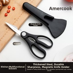 AMERCOOK | Magnetic Multi-purpose Kitchen Stainless Steel Strong Bone Scissors