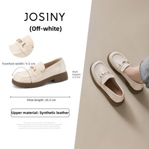 Josiny | Thick Sole White Loafers Coarse Heel