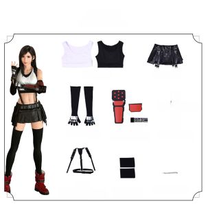 Final Fantasy 7 Remake Tifa Cosplay Costume Womens Tight Vest Leather Pants Anime Gaming Convention Party Dress up Clothes