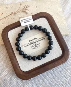 Gelang Manik Kristal Rutilasi Hitam Black Rutilated Quartz Beaded Bracelet 黑发晶手串