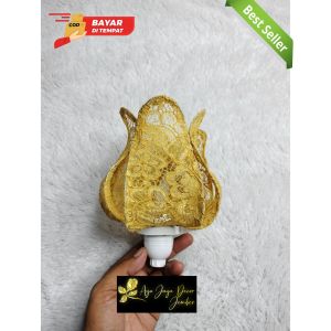 kelopak bunga/kap bunga lampu dekorasi model kuncup bahan kain brukat cantik termurah murah dan terlaris