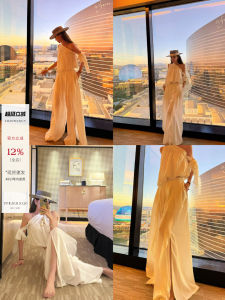 Lililiwj High Waist Wide Leg Pants Womens Loose Fit Lightweight Trousers Summer Casual Loose Feel Open Slit Pants