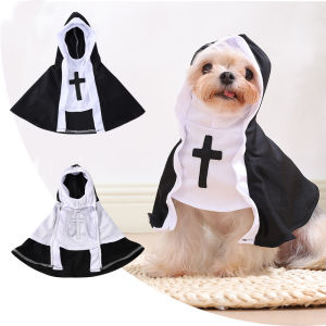 Funny Dog Halloween Cosplay Costume Cute Dog Nun Clothing Christ Jesus Cross Puppy Clothes For Small Big Dogs Cats Pet Outfits