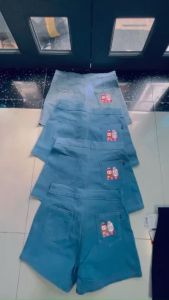 quần đùi kaki jean lật lai trơn in labubu túi sau nữ lưng cao dễ phối có big size