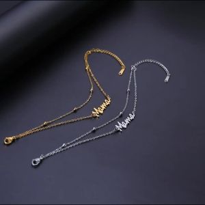 Fashion Letters Mama Charm Bracelet for Women Mom Stainless Steel Double Layer Beads Chains Mothers Day Jewelry Gifts