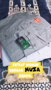 Baju Moza Kemko Katun Oxford Tangan Panjang Coklat Millo Kemeja Koko by Moza High Premium Quality