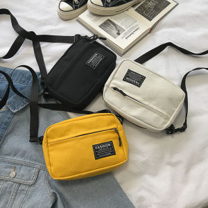 Canvas Shoulder Bag Womens Hong Kong Style Small Square Bag Korean Version Chic Single Shoulder Slant Cross Bag New 2025