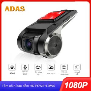 Camera Hành Trình Ô Tô HD 1080P Tích Hợp ADAS Góc Rộng 170 Độ Ghi Hình Ban Đêm Đầu Ghi USB Camera Trước Hỗ Trợ Android Auto