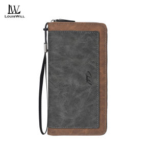LouisWill Fashion Long Wallet Mens Soft PU Long Wallet Multi-Card Position Vintage PU Frosted Wallet Multi-Functional Wallet Large Capacity Purse ID Credit Cards Holders Coin Pouch PU Leather Coin Bag Business Wallets