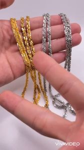 Dây chuyền xoắn titan 4 li Vòng cổ hoa mai titan màu 18k và vàng trắng TRANGSUCMOILUATUOI.RIN
