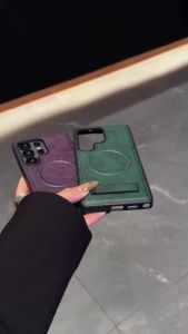 Vegan Leather With Stand Phone Case Magnetic For iPhone 17 17 Pro Max 16 13 15 12 14 11 Litchi Grain Cover Funda Shockproof