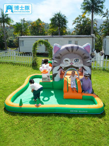 Doctor Dolphin | Kids Inflatable Castle with Bouncing Bed Slides Hoops and Boxing Pillars