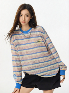 RickyisClown | Contrast Stripe Loose Breathable Long Sleeve T-Shirt