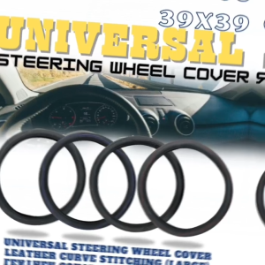 CPO UNIVERSAL STEERING WHEEL COVER LEATHER CURVE STITCHING (LARGE)