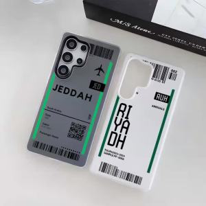 Travel Plane Ticket Saudi Arabia Phone Case For Samsung Galaxy S25 S24 S23 Ultra Jelly Clear Case Soft 2-in-1 Shockproof Cover
