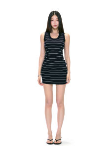 withmin | Đầm Bodycon Ngắn Mini Sọc Không Dây Đẹp Dáng