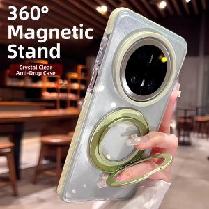 SinQui | Huawei Compatible Phone Case Full Protection Magnetic Rotation Stand Transparent