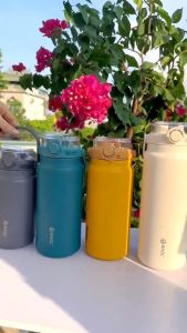 ( Chọn Màu ) Bình giữ nhiệt inox WX27 1500ml inox 304 sơn nhám Bình Bao L bình nước có ống hút và quai xách tiện lợi giữ nhiệt hơn 12 Giờ