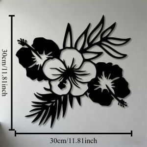 CIFbuy | Hibiscus Flower Iron Wall Art 5 Petal Metal Sculpture 2D Flat Living Room Bedroom Office Modern Traditional Decor Gift